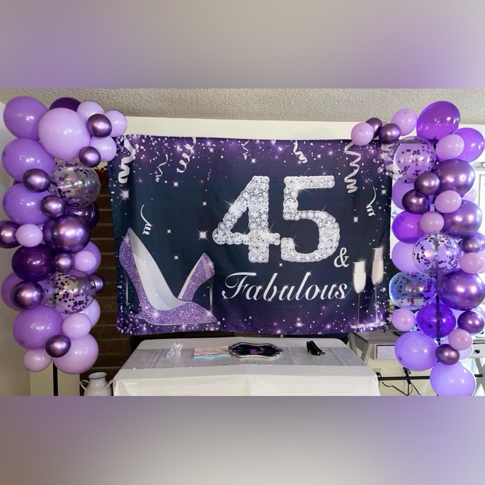Purple and Silver '45 & Fabulous' Celebration Banner